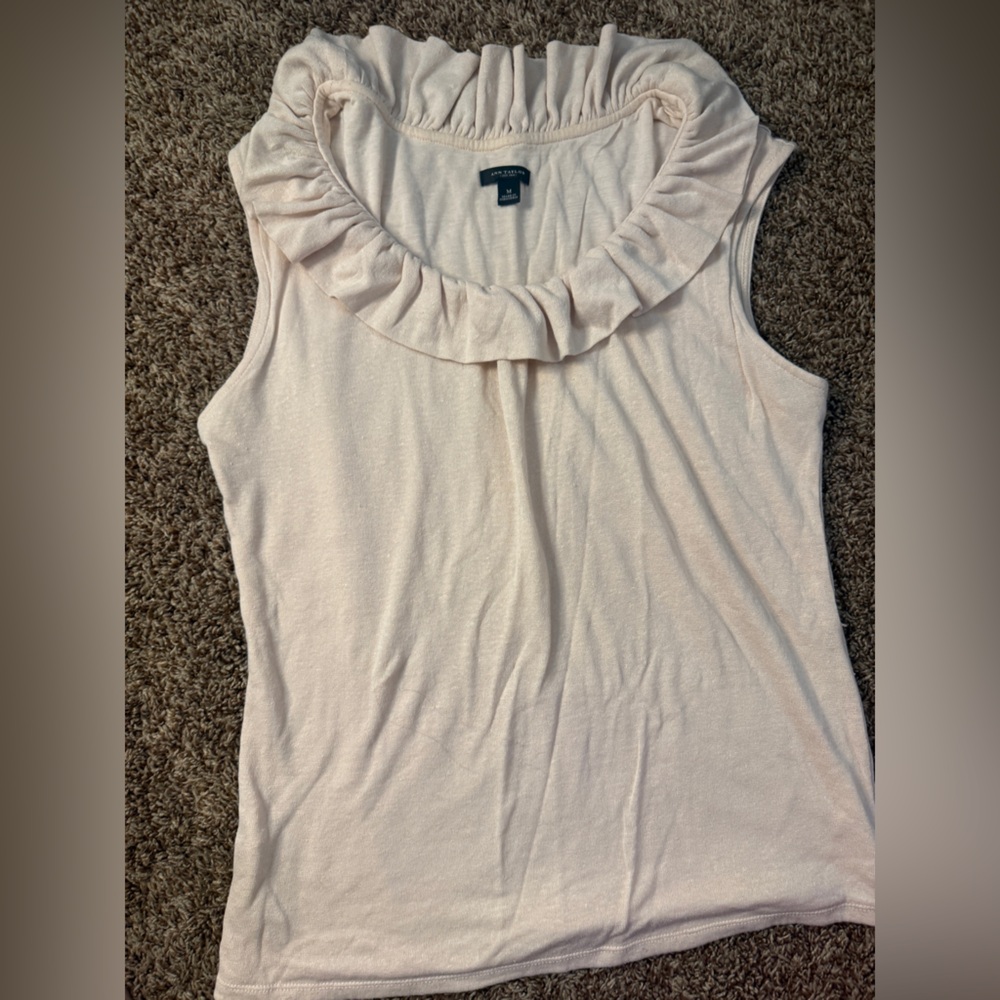 Ann Taylor Cream Sleeveless Blouse